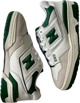 Green and white sneakers
